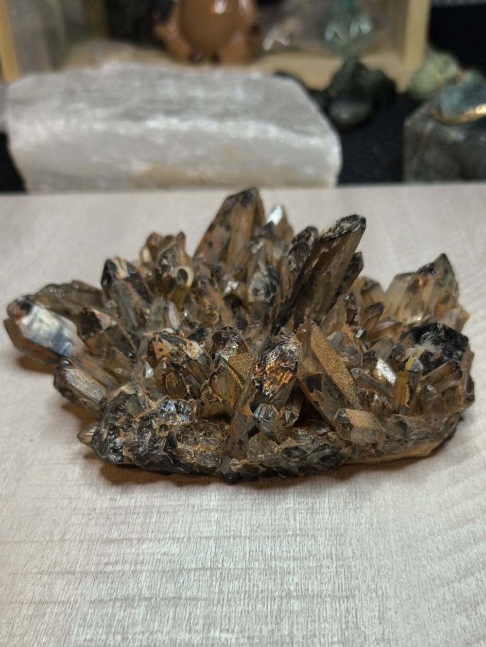 #7 Raw Smoky Quartz Cluster Crystal 1 lb 3 oz Hematite Stained Matrix